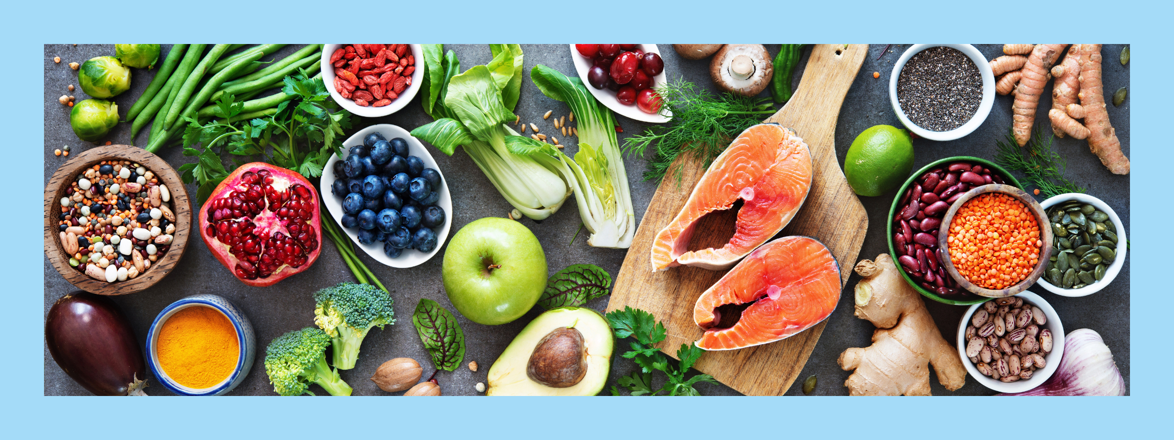 Assortment of healthy snacks including fruit and nuts, all ideal snacks for chemotherapy patients