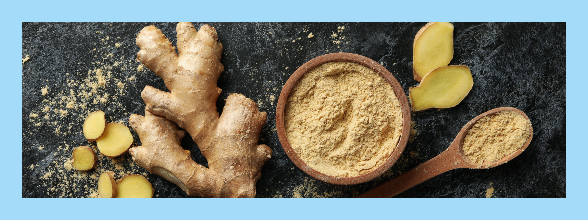Fresh raw ginger root on a wooden table, a natural remedy for reducing chemotherapy-induced nausea
