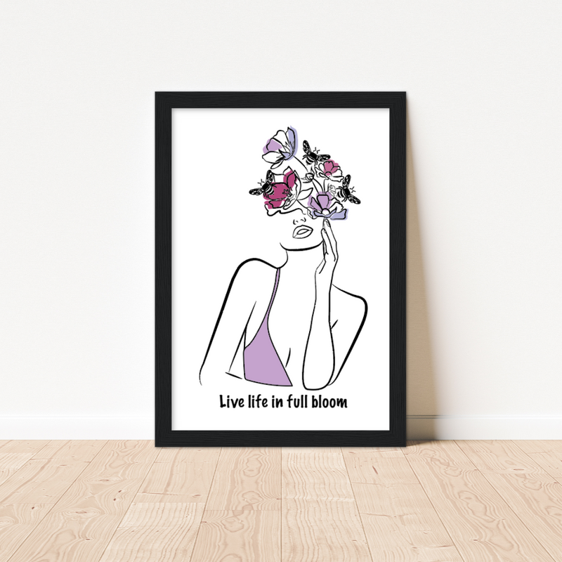Chemo Gifts - Fashion illustration Art Print - Cancer Treatment Gifts - Chemotherapy & Radiotherapy - Fashion Wall Art - Black Frame