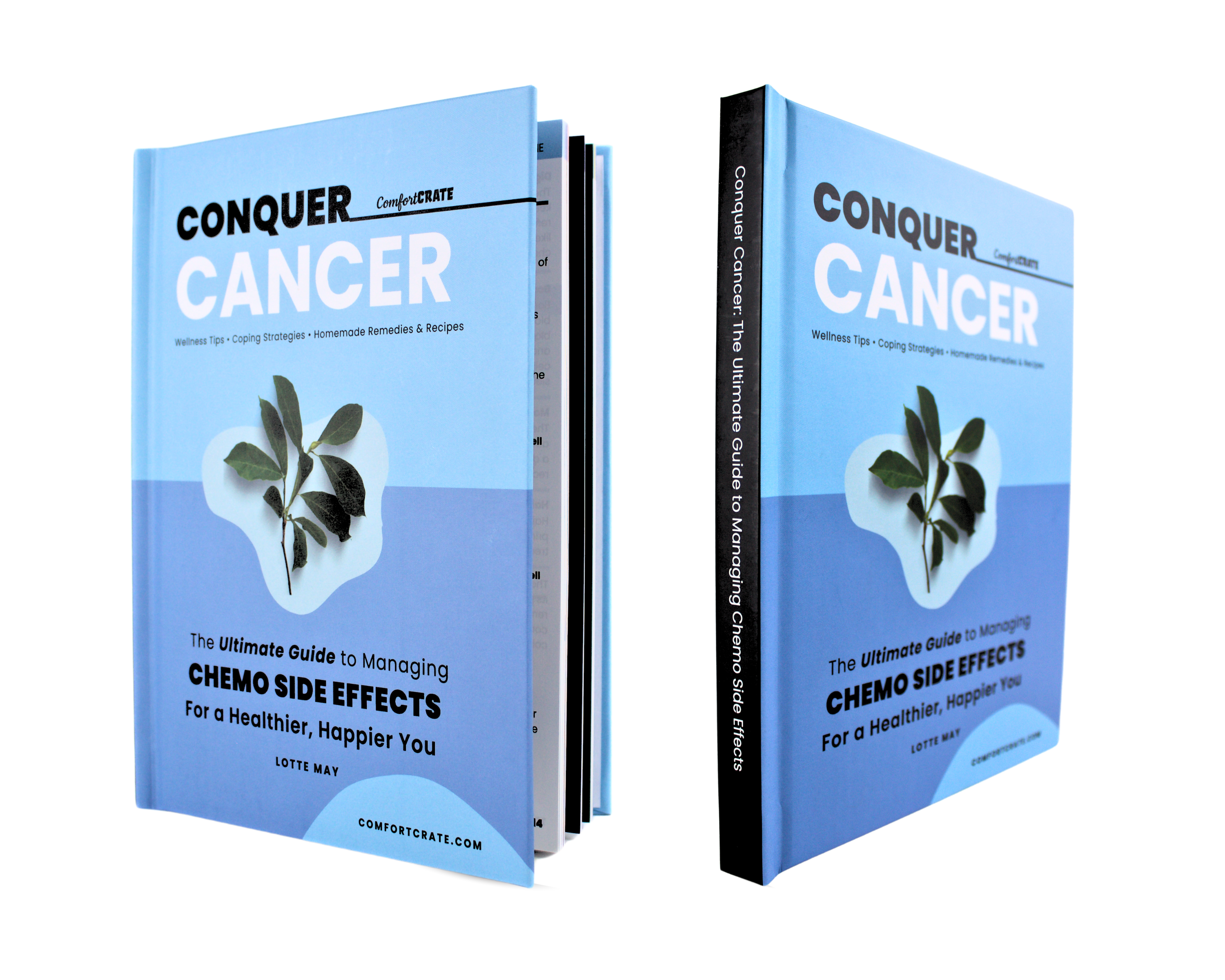 Conquer Cancer: The Ultimate Guide to Managing Chemo Side Effects book displayed from different angles. A must-have chemotherapy support guide with expert-backed tips and wellness strategies.