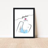 Chemo Gifts for Cancer Patients - Fashion wall Art - Cancer Treatment Gifts - Chemotherapy & Radiotherapy - Fashion illustration - Black Frame