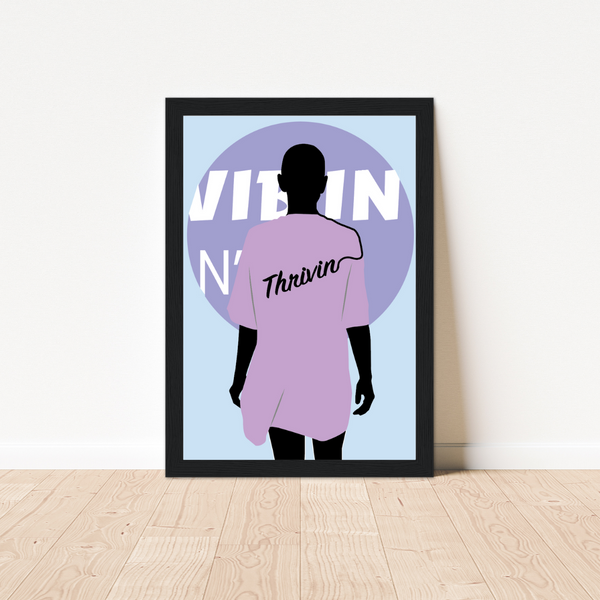 Digital fashion illustration | Chemo Gifts for Cancer Patients - Wall Art Prints - Cancer Treatment Gifts - Chemotherapy & Radiotherapy - Black Frame